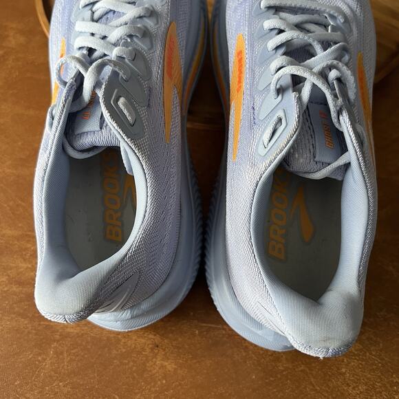Brooks Ghost 17 Womens 9.5 Blue Heron White Orange Road Running Sneakers Shoes - Picture 11 of 16